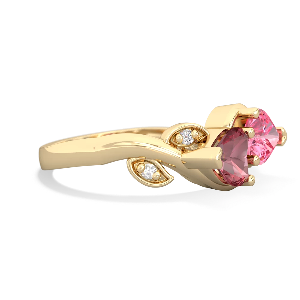 Pink Tourmaline Floral Elegance 14K Yellow Gold ring R5790