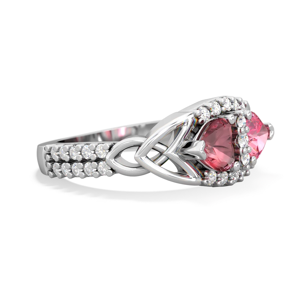 Pink Tourmaline Sparkling Celtic Knot 14K White Gold ring R2645