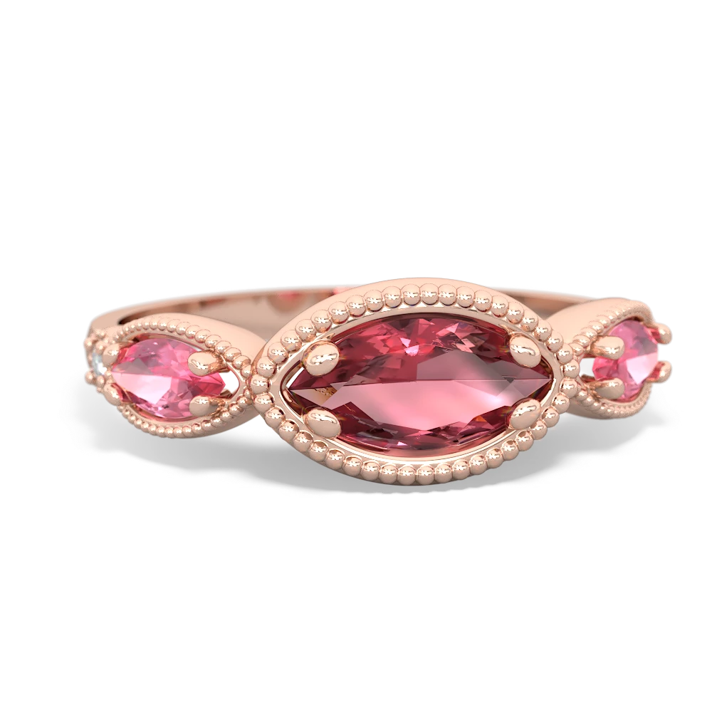 Pink Tourmaline Milgrain Marquise 14K Rose Gold ring R5700