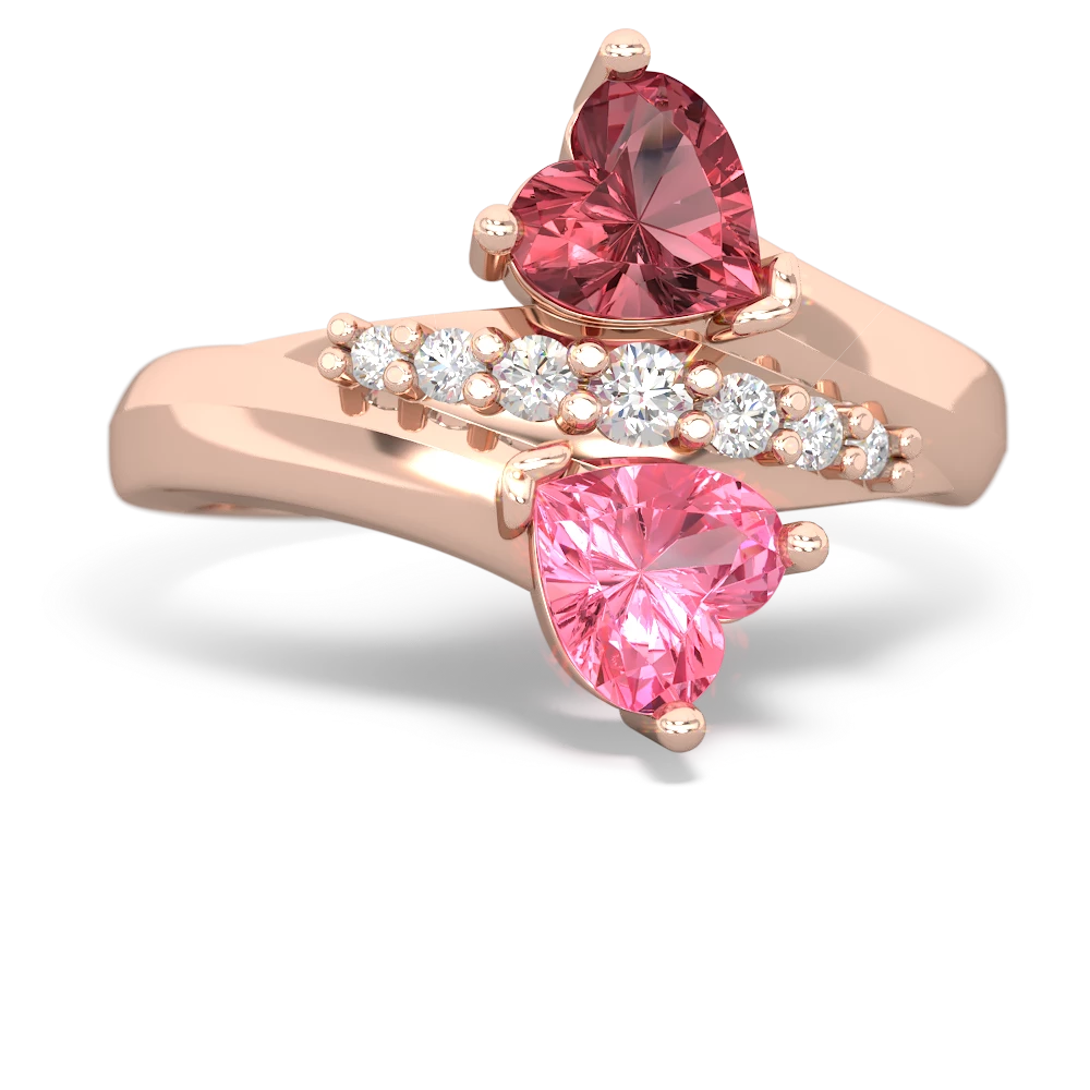 Pink Tourmaline Heart To Heart 14K Rose Gold ring R2064