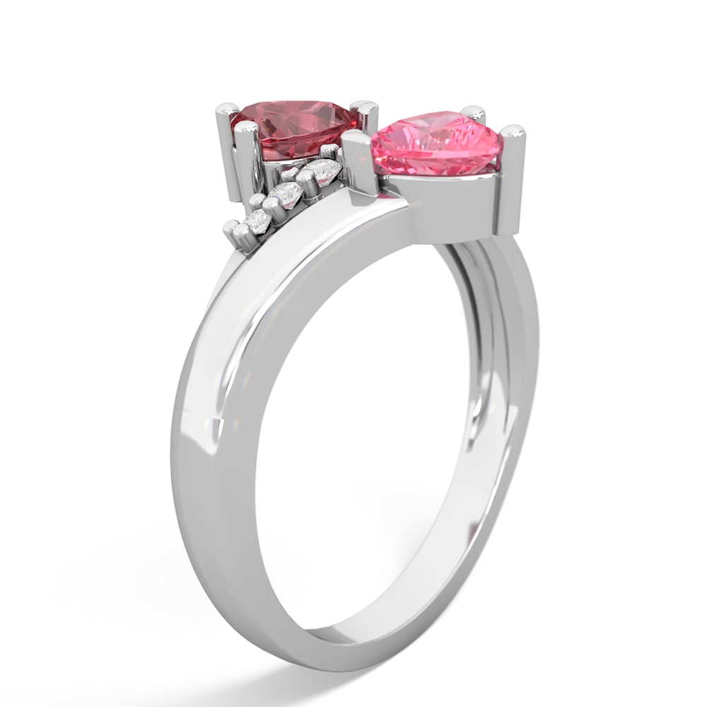 Pink Tourmaline Heart To Heart 14K White Gold ring R2064