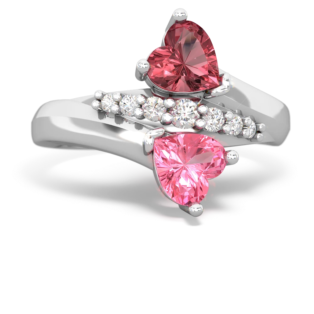 Pink Tourmaline Heart To Heart 14K White Gold ring R2064