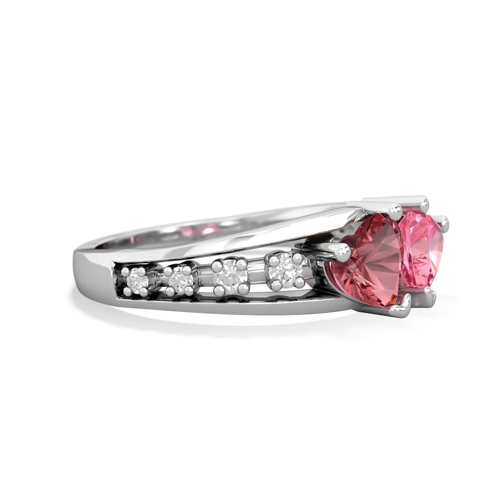 Pink Tourmaline Heart To Heart 14K White Gold ring R3342