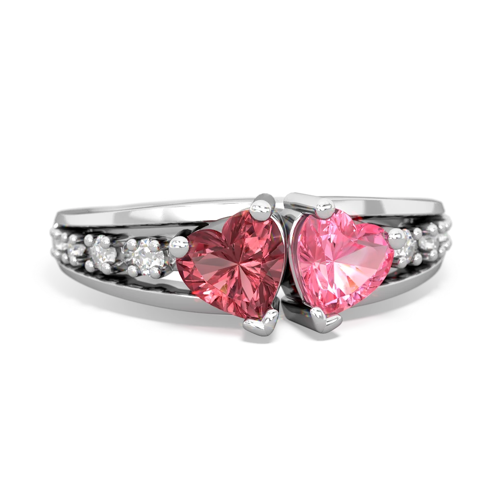 Pink Tourmaline Heart To Heart 14K White Gold ring R3342