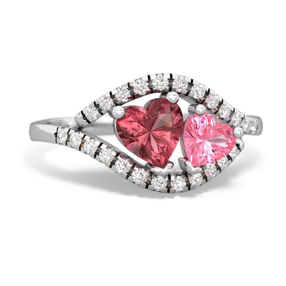 Pink Tourmaline Mother And Child 14K White Gold ring R3010