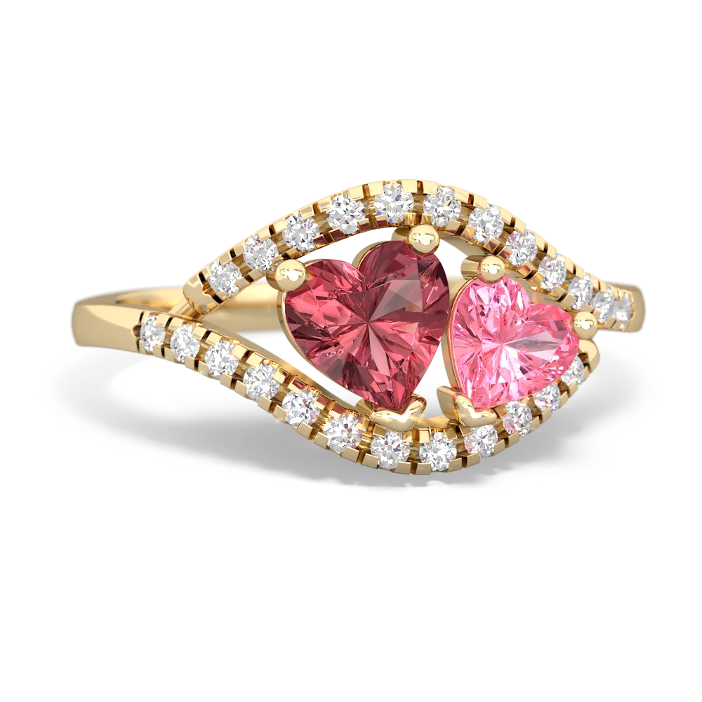 Pink Tourmaline Mother And Child 14K Yellow Gold ring R3010