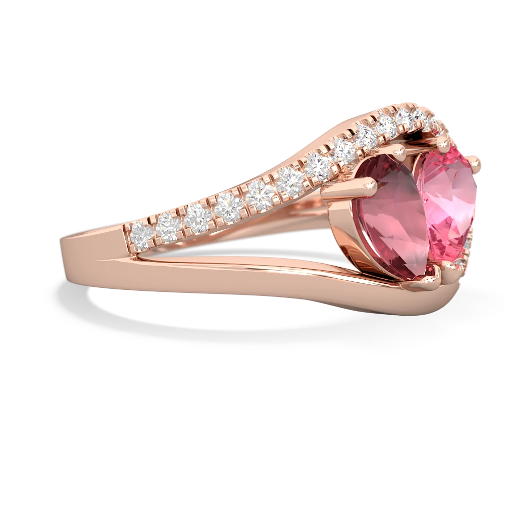 Pink Tourmaline Nestled Heart Keepsake 14K Rose Gold ring R5650