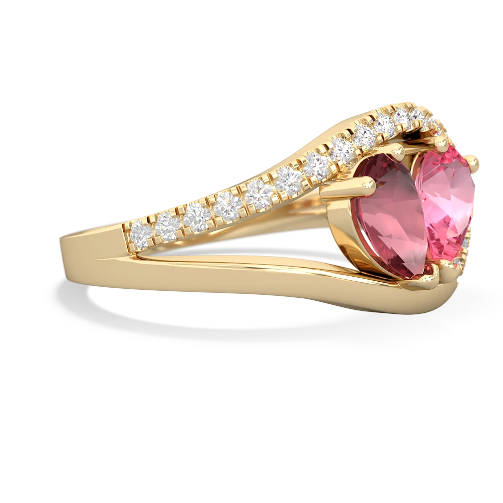 Pink Tourmaline Nestled Heart Keepsake 14K Yellow Gold ring R5650