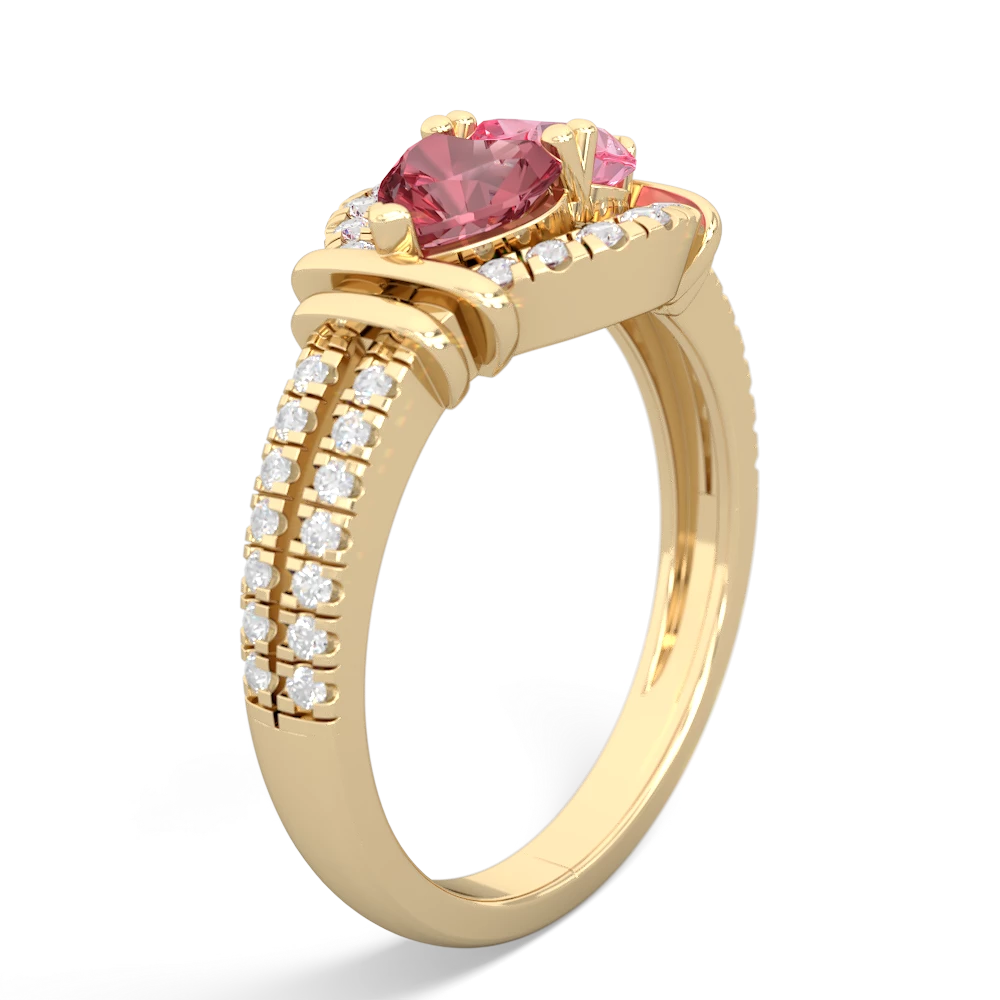 Pink Tourmaline Art-Deco Keepsake 14K Yellow Gold ring R5630