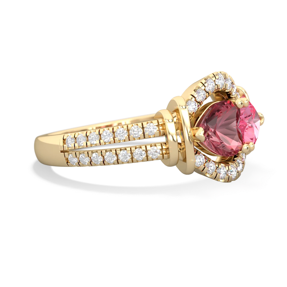 Pink Tourmaline Art-Deco Keepsake 14K Yellow Gold ring R5630