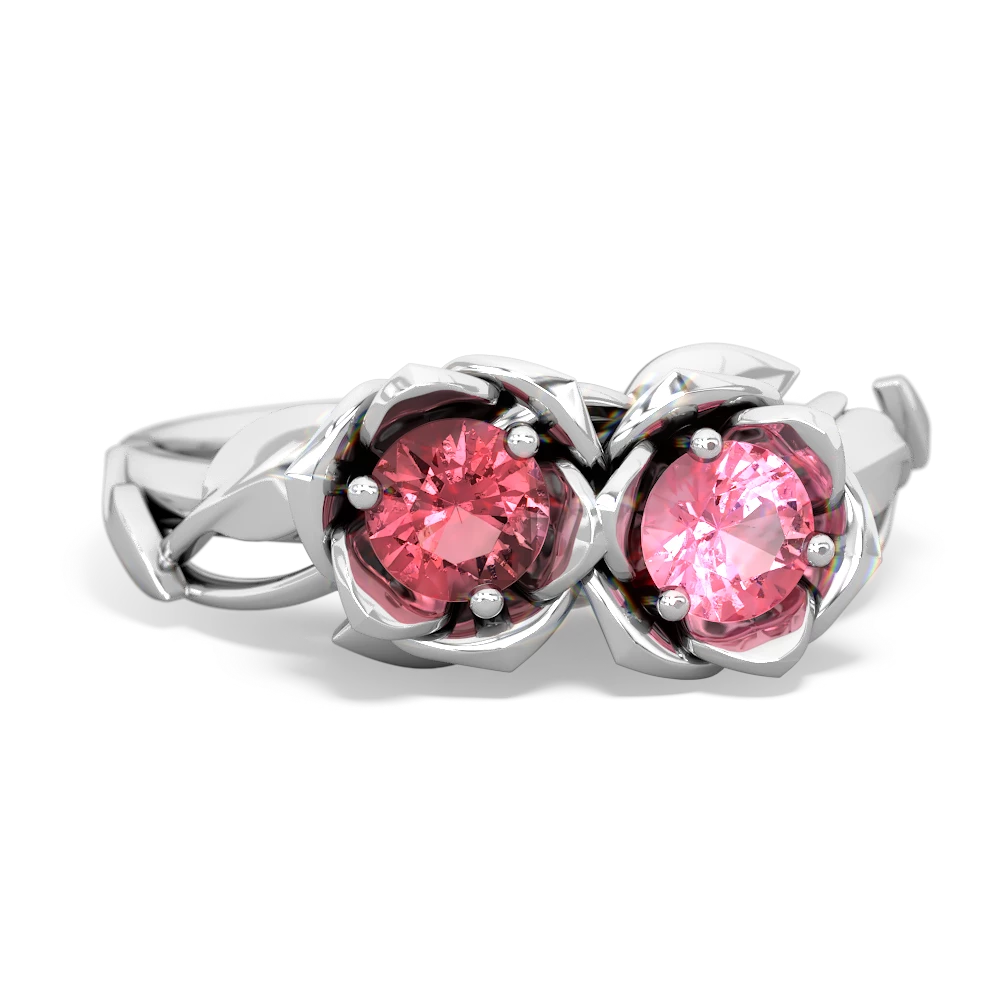 Pink Tourmaline Rose Garden 14K White Gold ring R5510