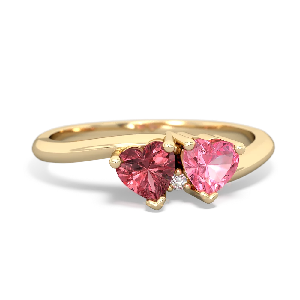 Pink Tourmaline Sweethearts 14K Yellow Gold ring R5260