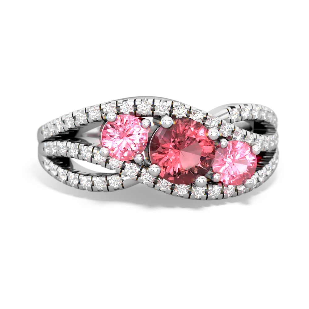 Pink Tourmaline Three Stone Aurora 14K White Gold ring R3080