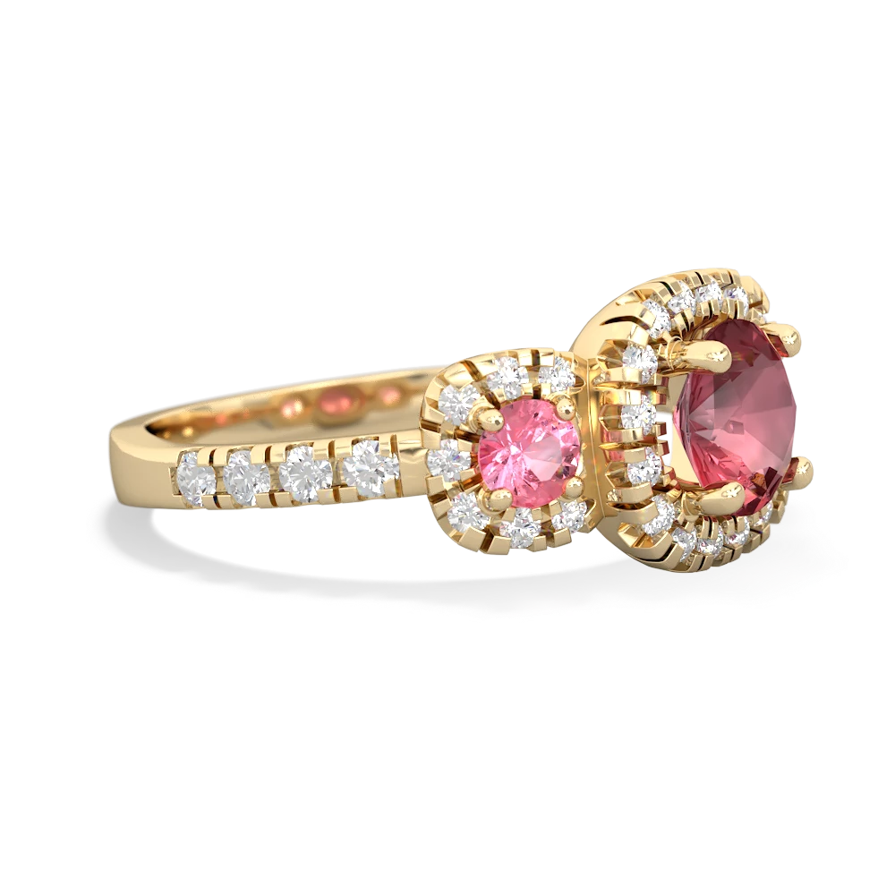 Pink Tourmaline Regal Halo 14K Yellow Gold ring R5350