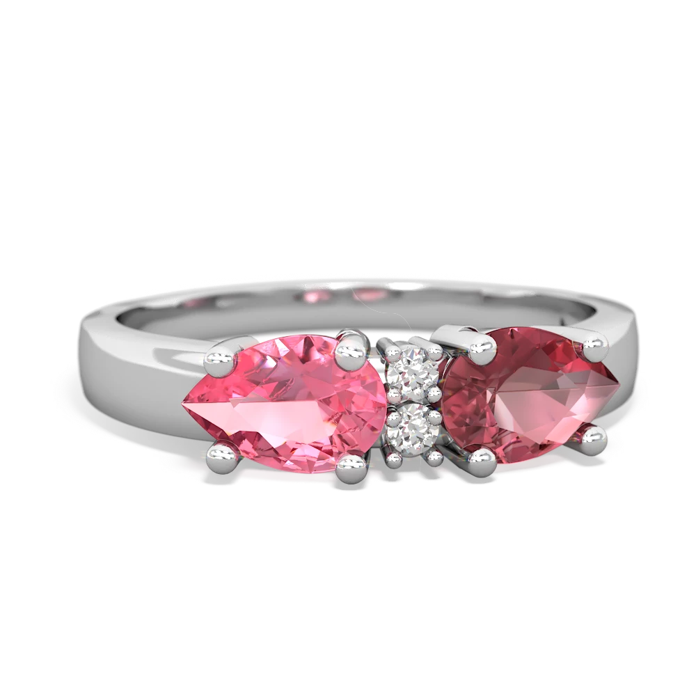 Pink Tourmaline Pear Bowtie 14K White Gold ring R0865