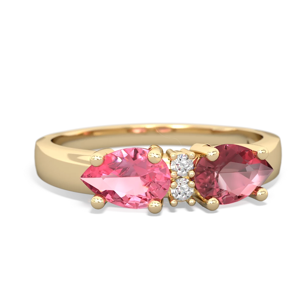 Pink Tourmaline Pear Bowtie 14K Yellow Gold ring R0865