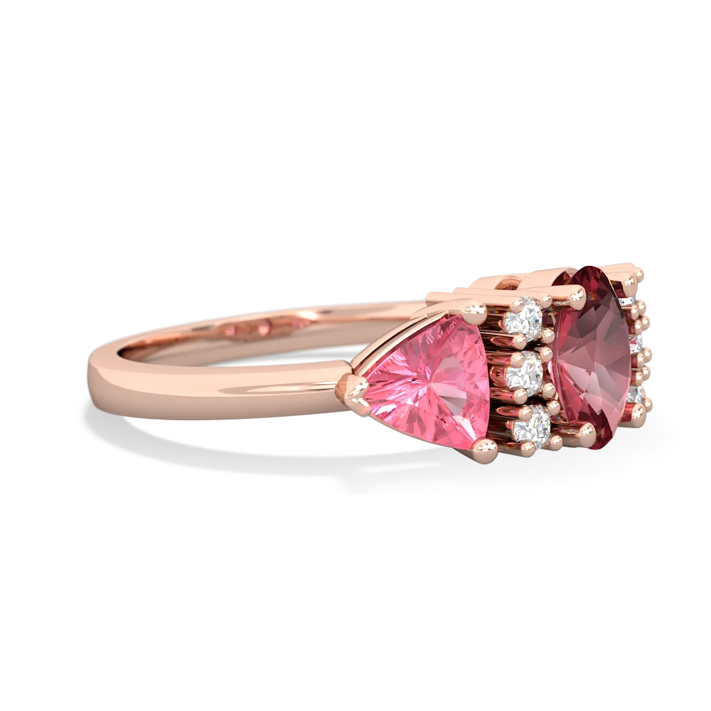 Pink Tourmaline Antique Style Three Stone 14K Rose Gold ring R2186