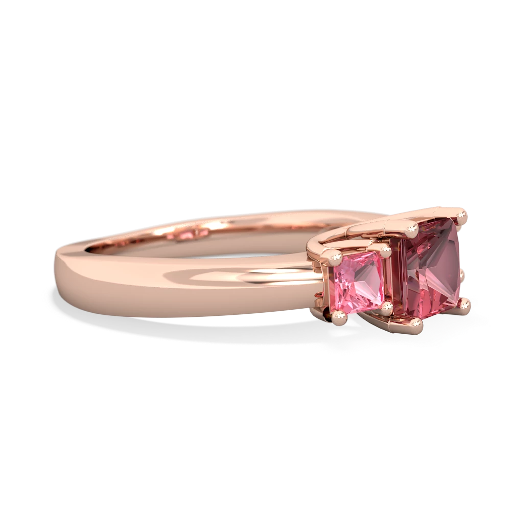 Pink Tourmaline Three Stone Trellis 14K Rose Gold ring R4015