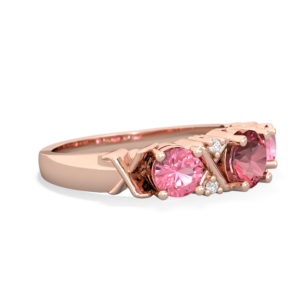 Pink Tourmaline Hugs And Kisses 14K Rose Gold ring R5016