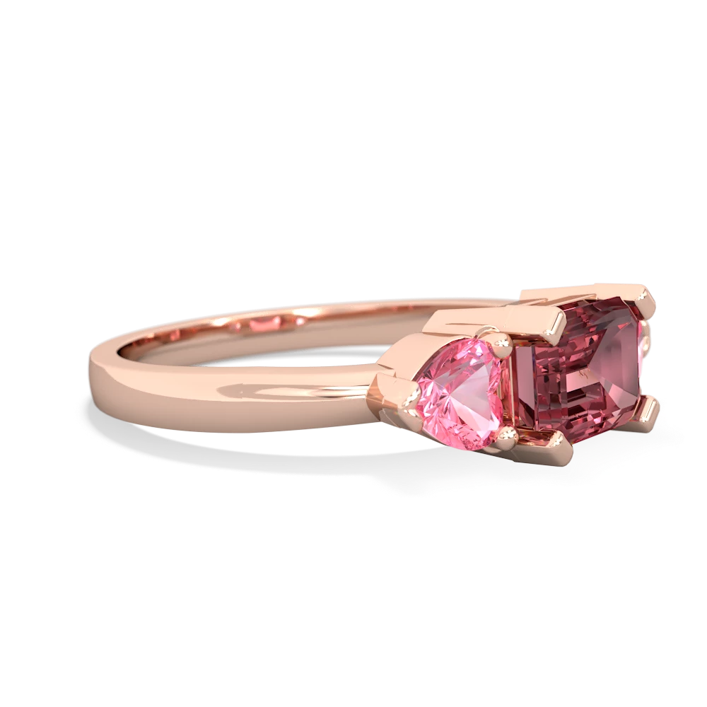 Pink Tourmaline Three Stone 14K Rose Gold ring R5235