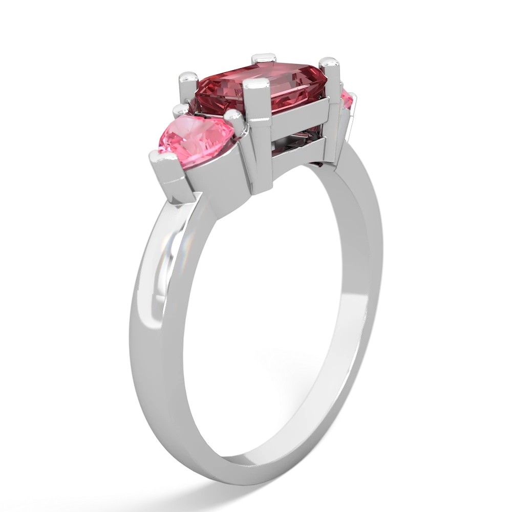 Pink Tourmaline Three Stone 14K White Gold ring R5235