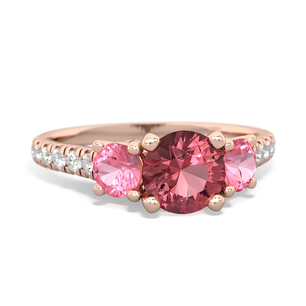 Pink Tourmaline Pave Trellis 14K Rose Gold ring R5500