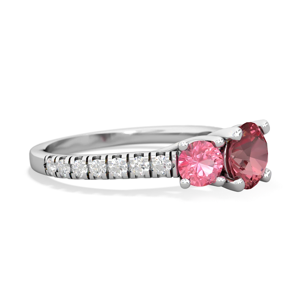 Pink Tourmaline Pave Trellis 14K White Gold ring R5500