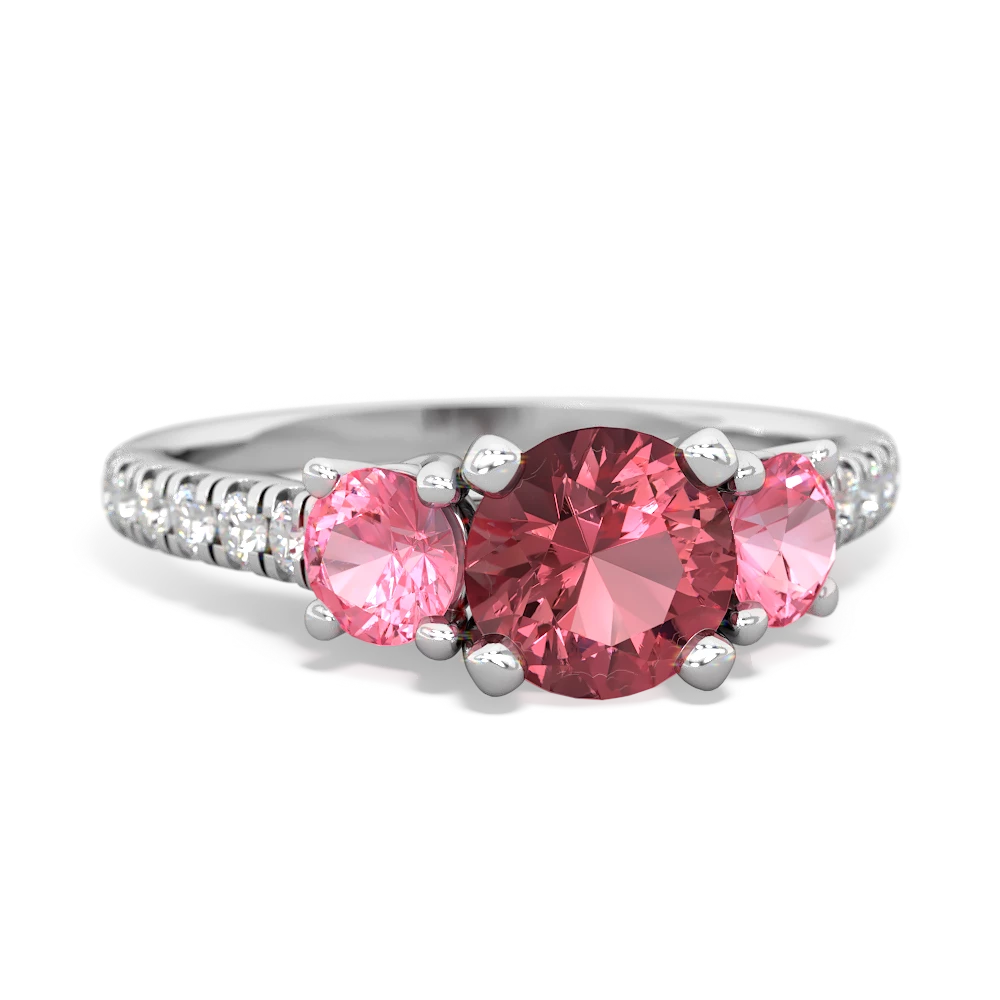 Pink Tourmaline Pave Trellis 14K White Gold ring R5500