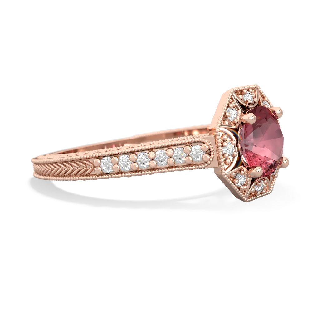 Pink Tourmaline Art-Deco Starburst 14K Rose Gold ring R5520