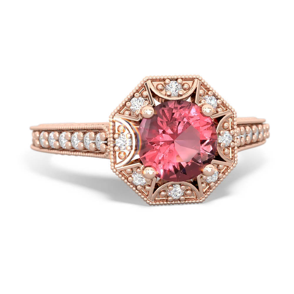 Pink Tourmaline Art-Deco Starburst 14K Rose Gold ring R5520