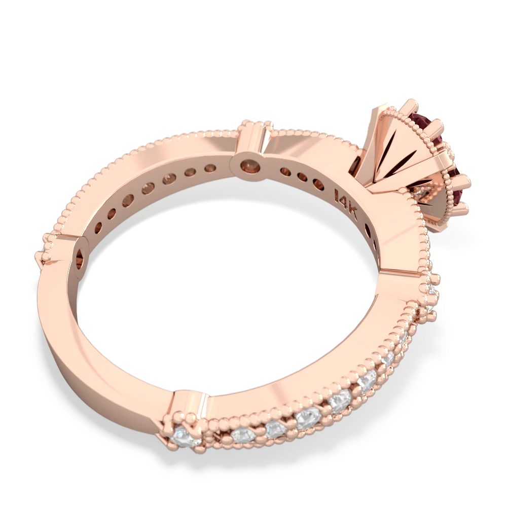 Pink Tourmaline Milgrain Antique Style 14K Rose Gold ring R26293RD