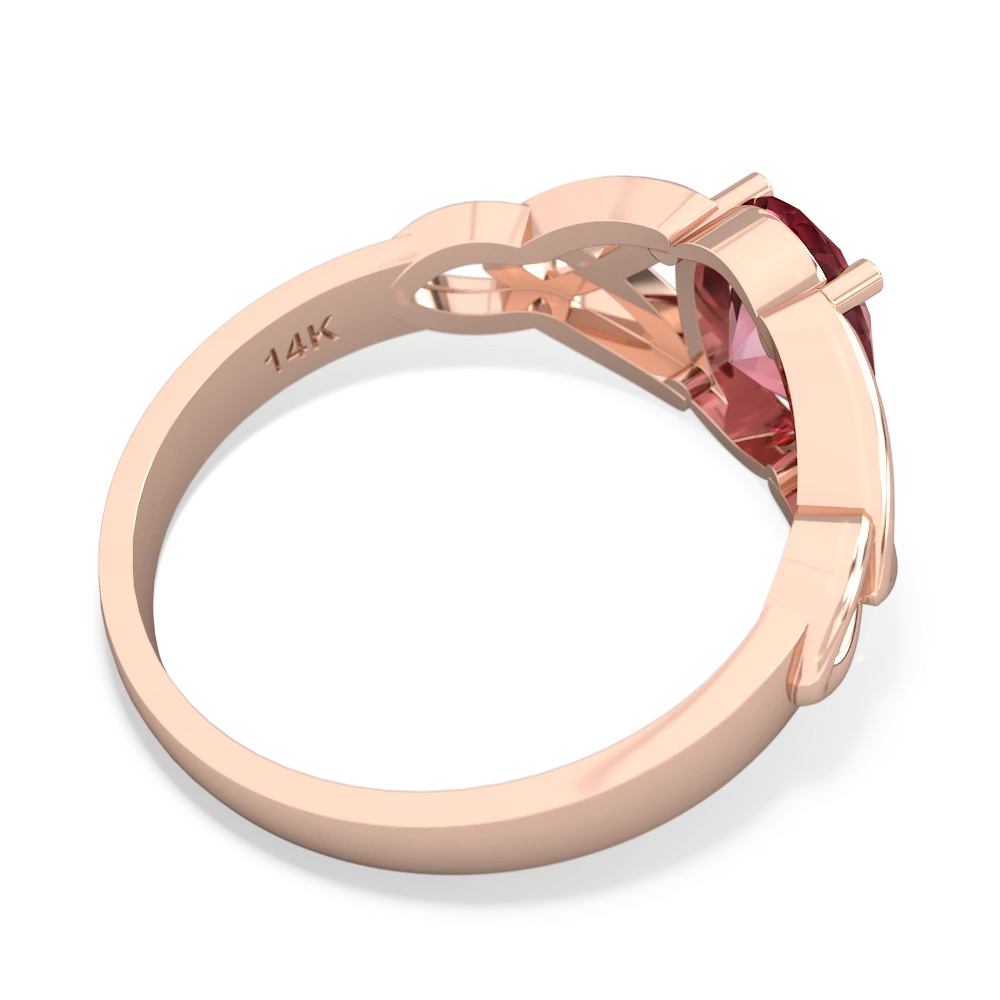 Pink Tourmaline Celtic Trinity Knot 14K Rose Gold ring R2389