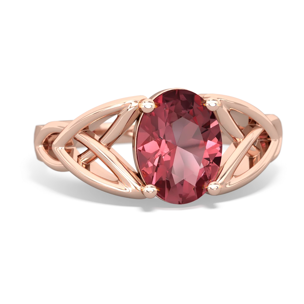 Pink Tourmaline Celtic Trinity Knot 14K Rose Gold ring R2389