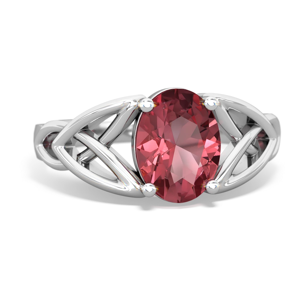 Pink Tourmaline Celtic Trinity Knot 14K White Gold ring R2389