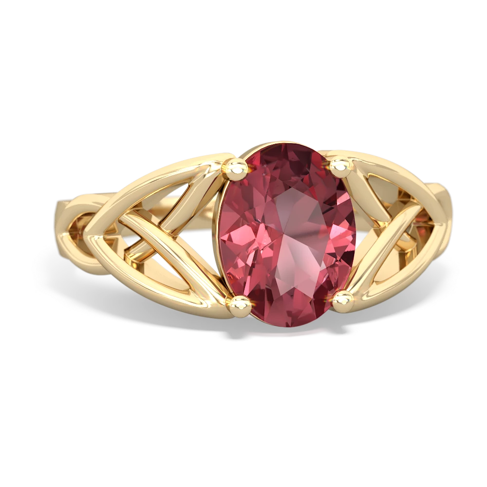 Pink Tourmaline Celtic Trinity Knot 14K Yellow Gold ring R2389