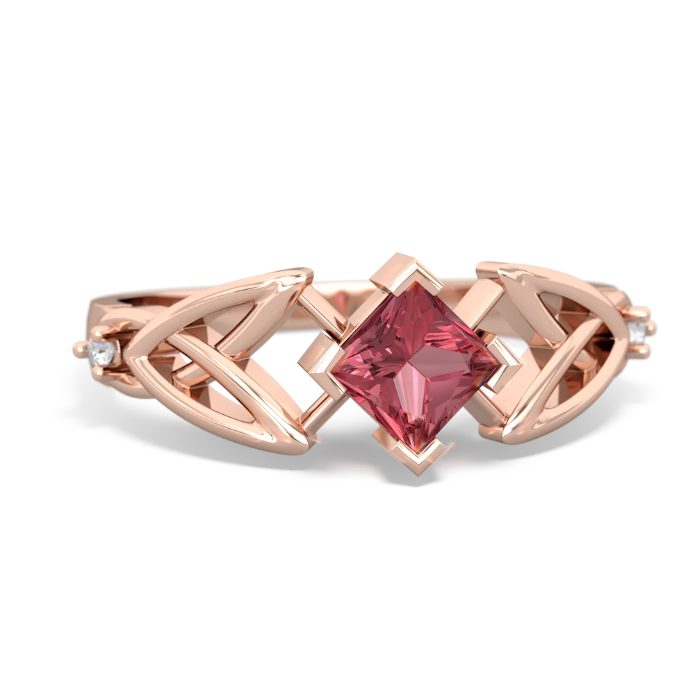 Pink Tourmaline Celtic Knot Princess 14K Rose Gold ring R3349