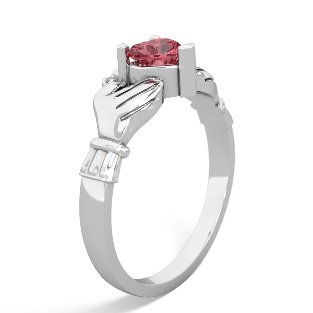 Pink Tourmaline Claddagh 14K White Gold ring R2370