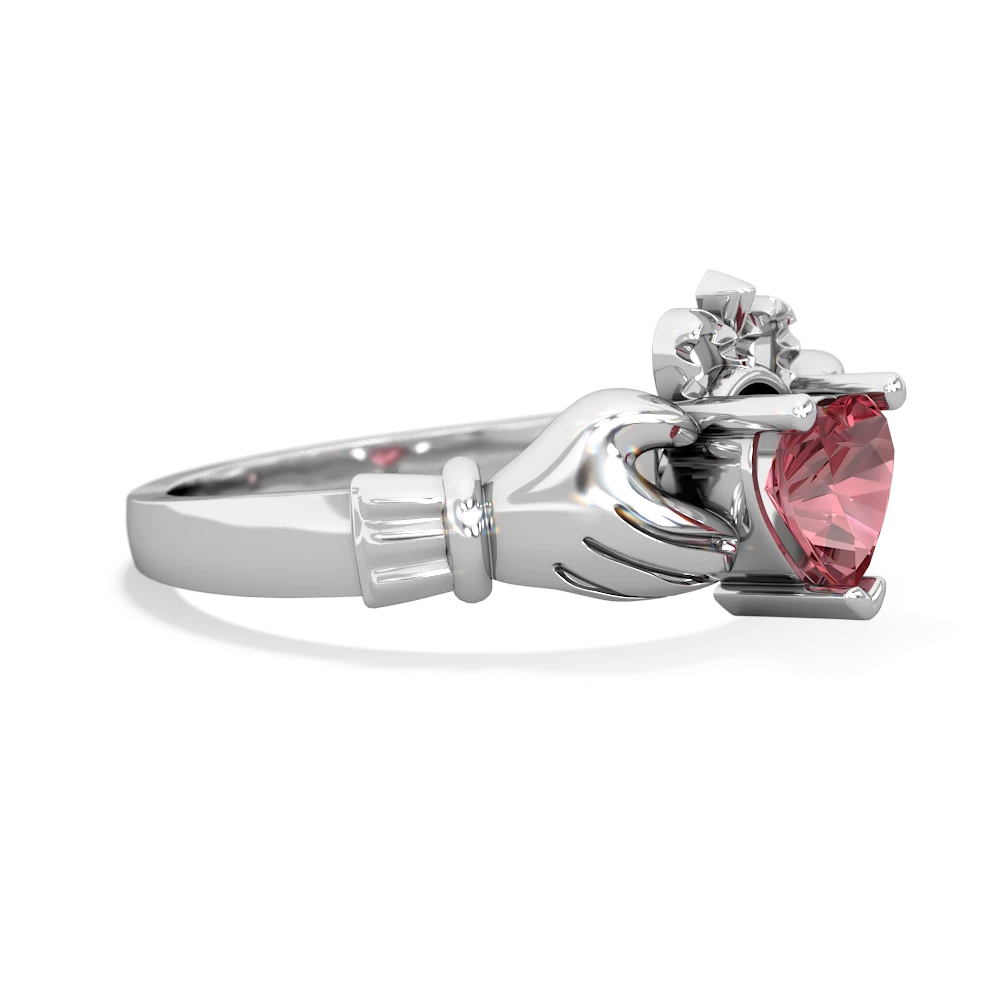 Pink Tourmaline Claddagh 14K White Gold ring R2370