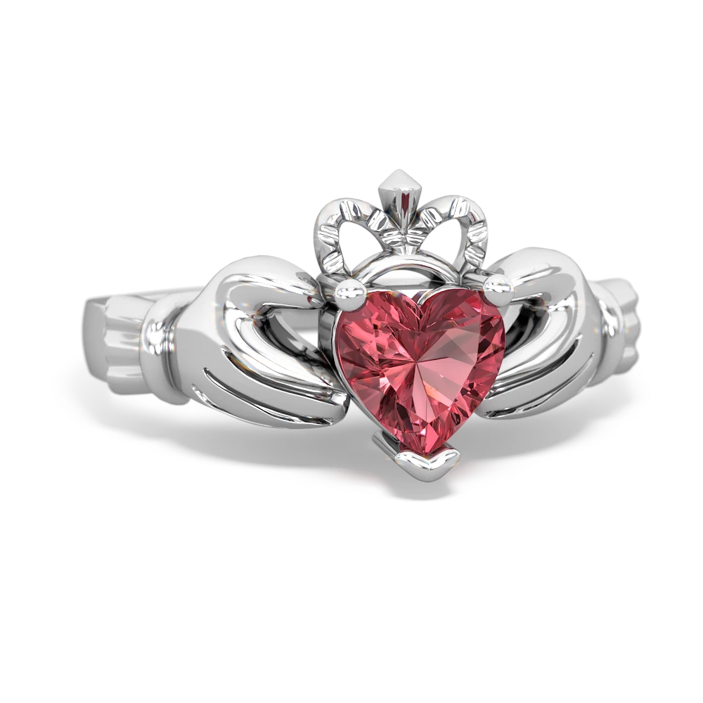 Pink Tourmaline Claddagh 14K White Gold ring R2370