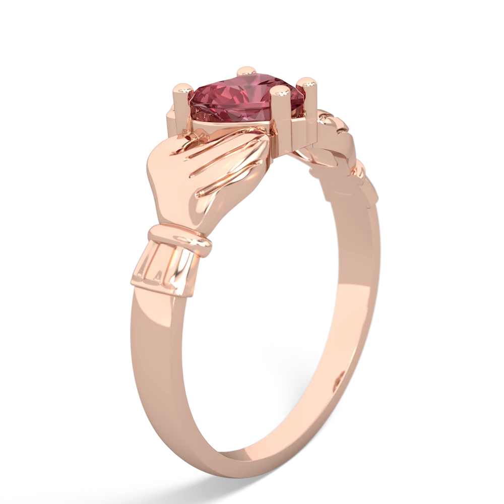Pink Tourmaline Claddagh Diamond Crown 14K Rose Gold ring R2372