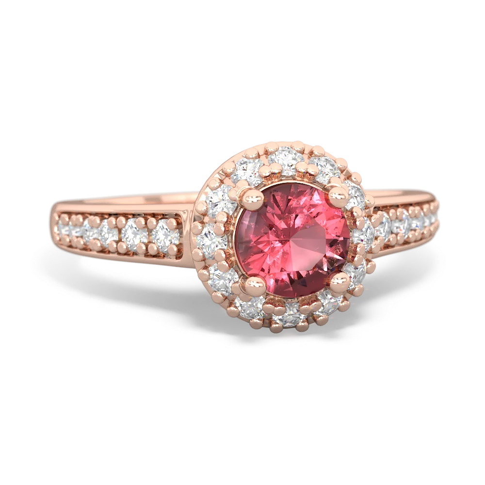 Pink Tourmaline Diamond Halo 14K Rose Gold ring R5370