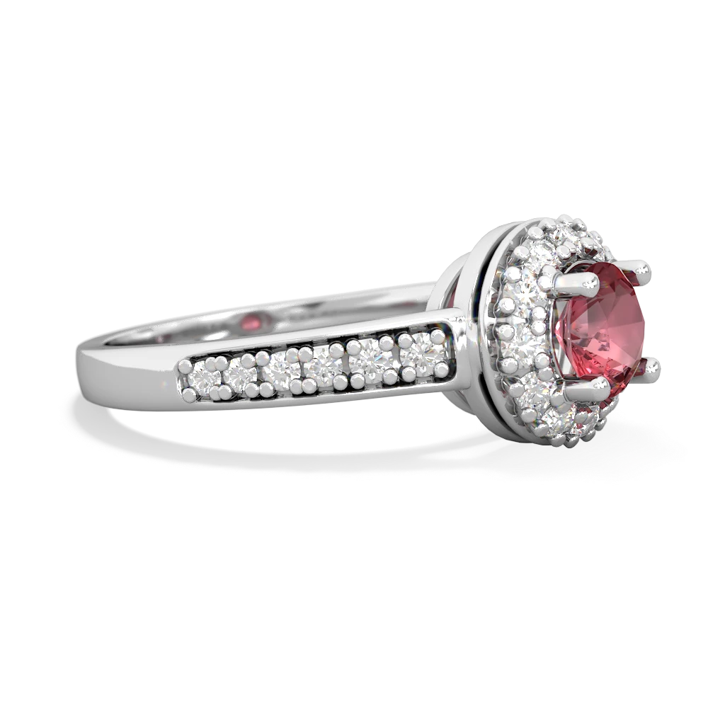 Pink Tourmaline Diamond Halo 14K White Gold ring R5370