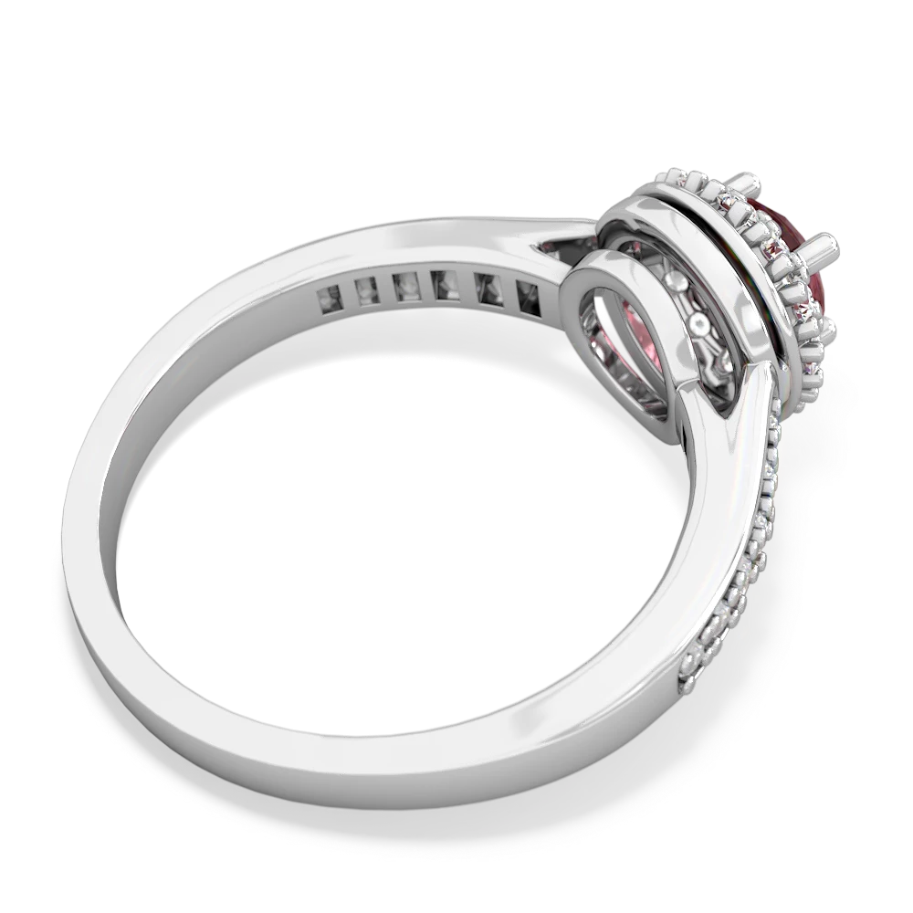 Pink Tourmaline Diamond Halo 14K White Gold ring R5370