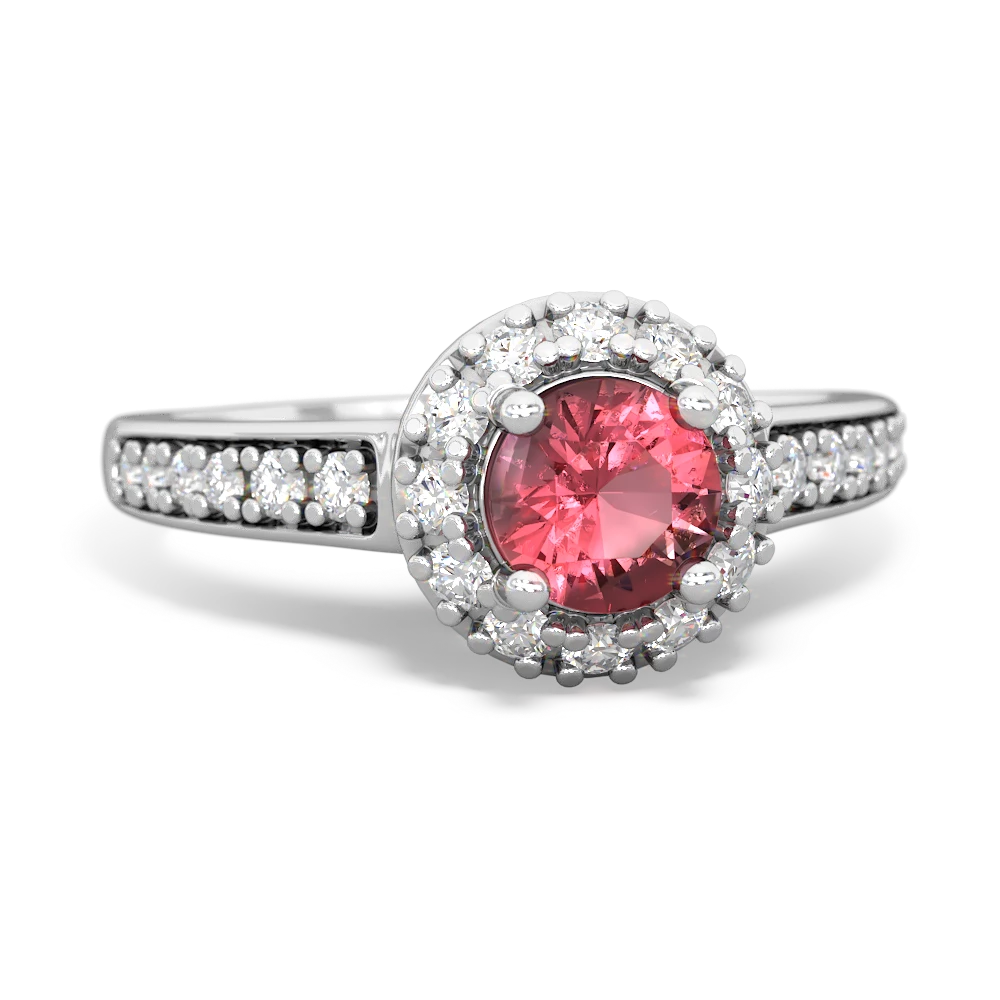 Pink Tourmaline Diamond Halo 14K White Gold ring R5370