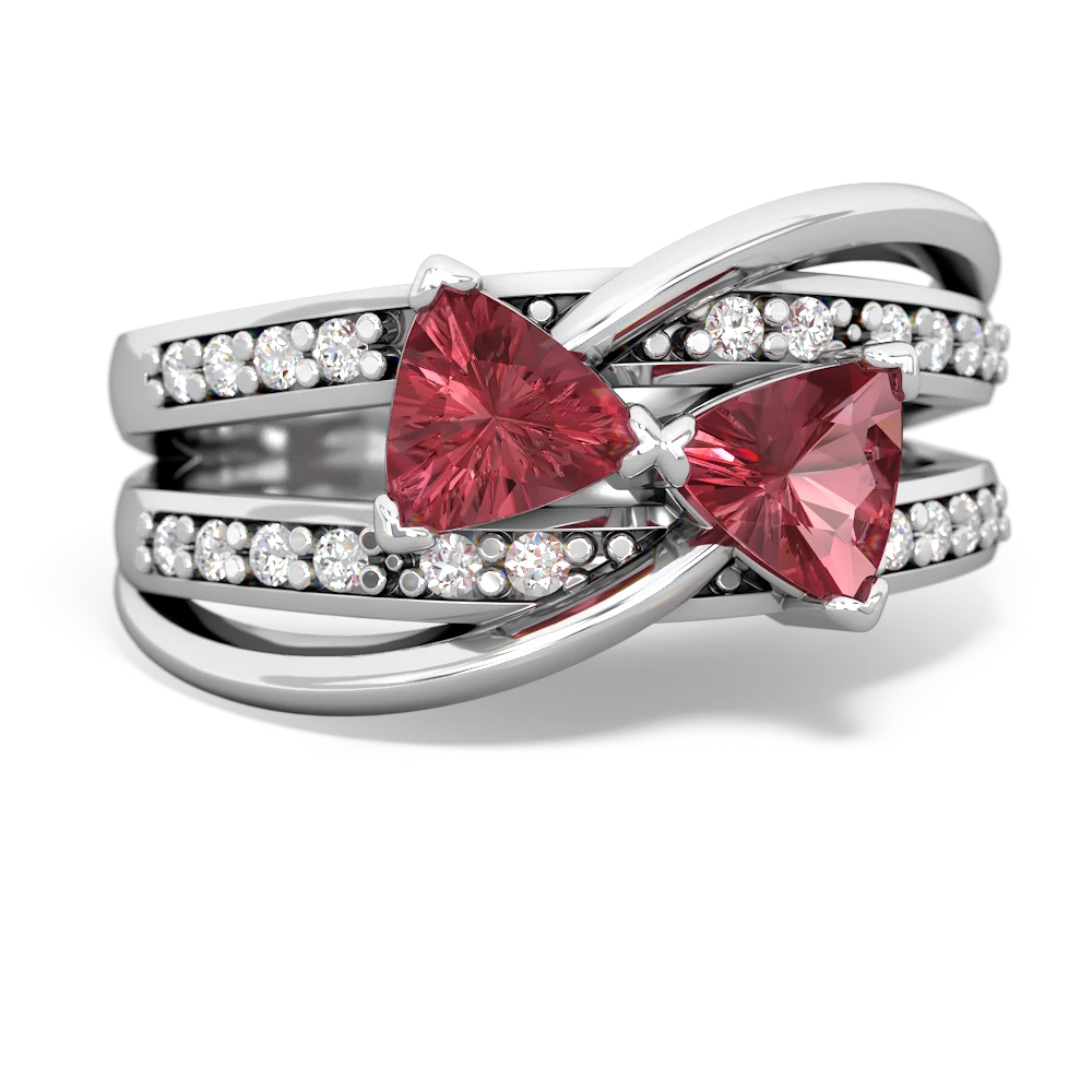 Pink Tourmaline Bowtie 14K White Gold ring R2360