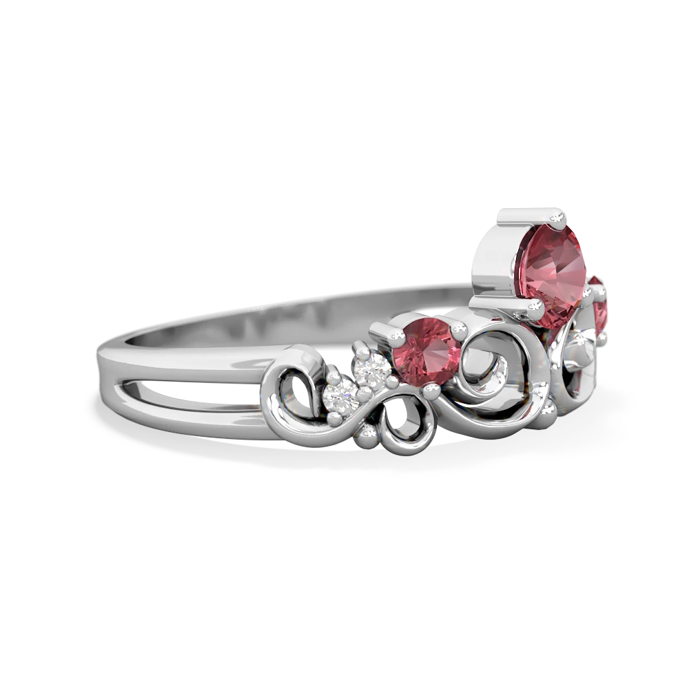 Pink Tourmaline Crown Keepsake 14K White Gold ring R5740