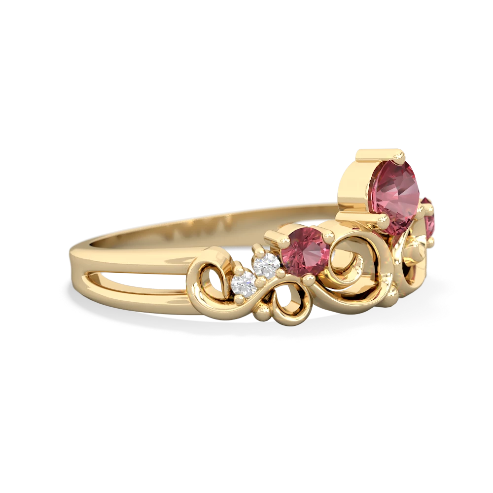 Pink Tourmaline Crown Keepsake 14K Yellow Gold ring R5740