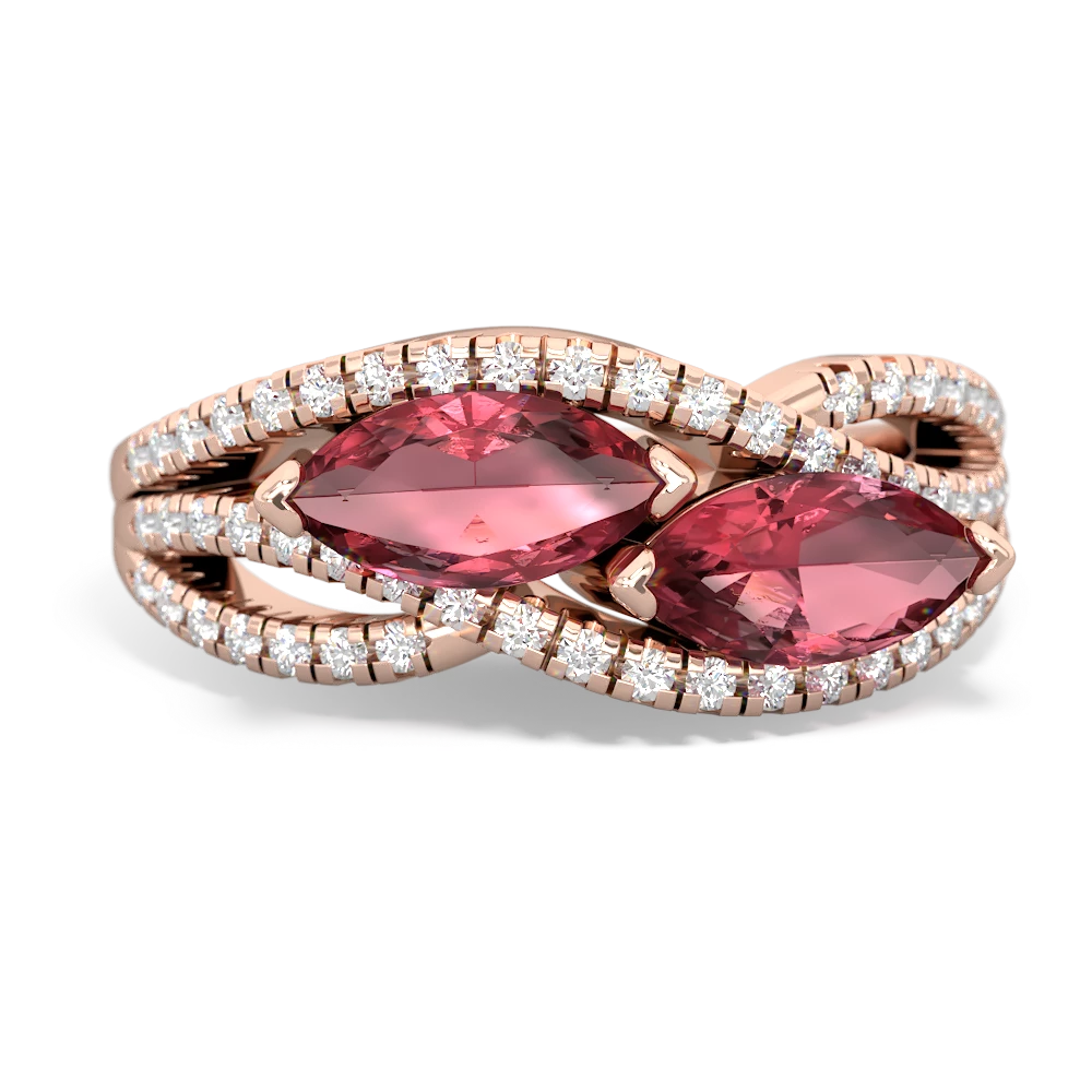Pink Tourmaline Diamond Rivers 14K Rose Gold ring R3070