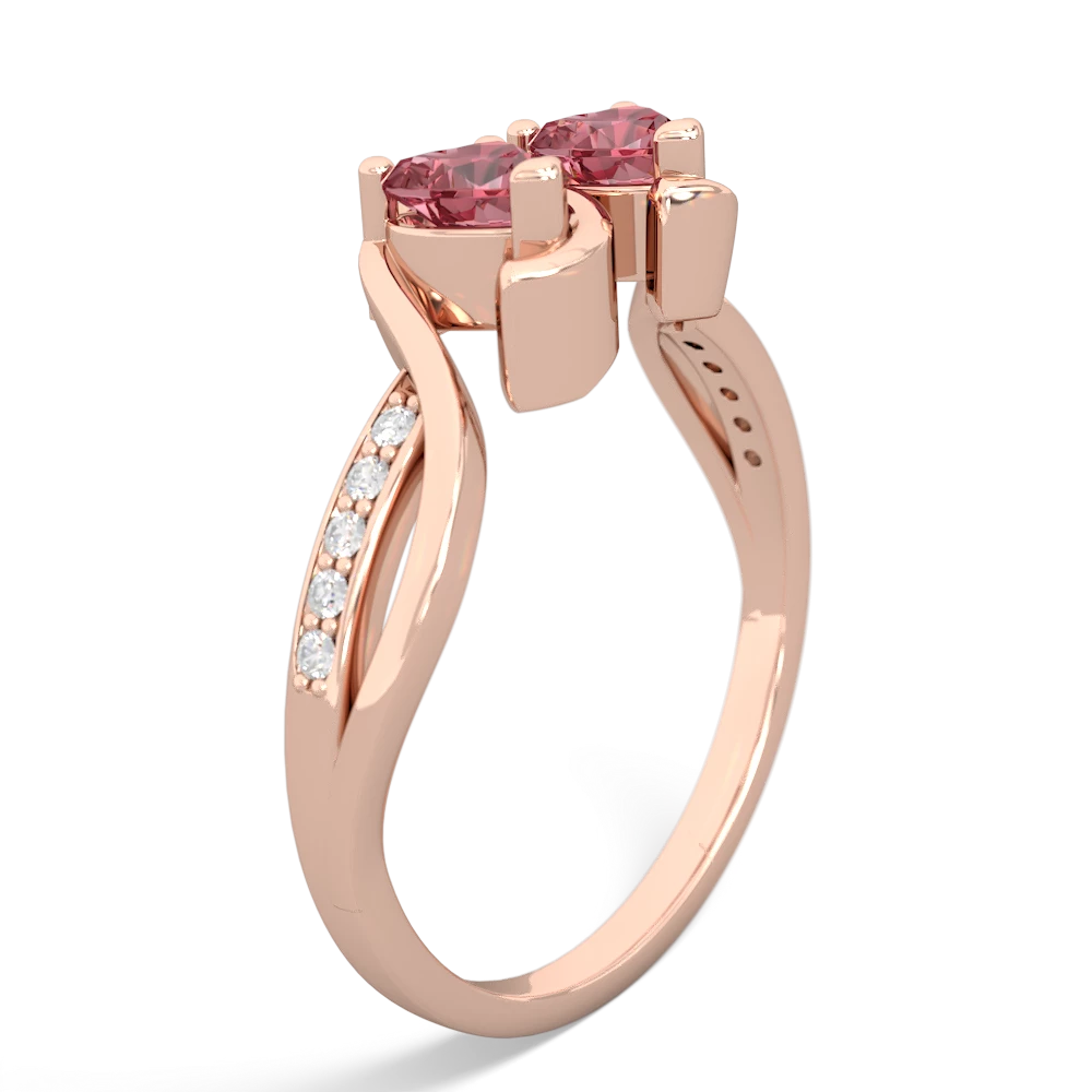 Pink Tourmaline Side By Side 14K Rose Gold ring R3090