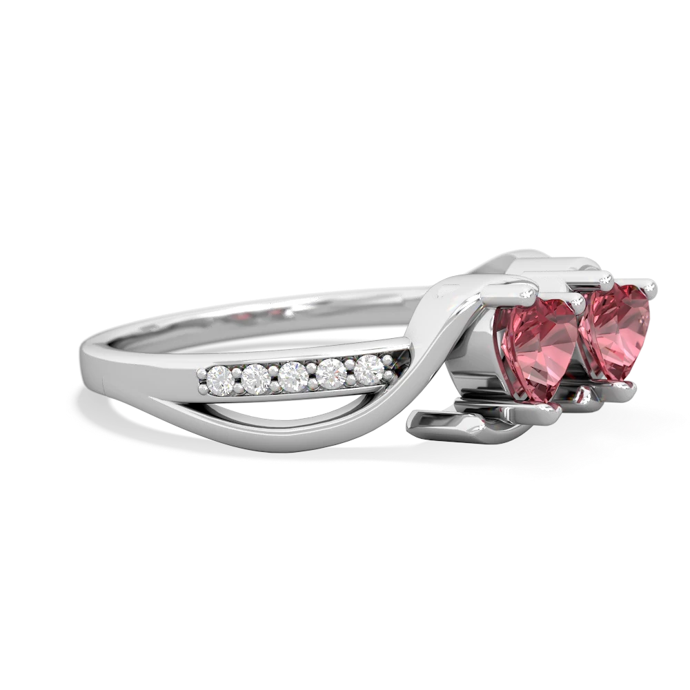 Pink Tourmaline Side By Side 14K White Gold ring R3090